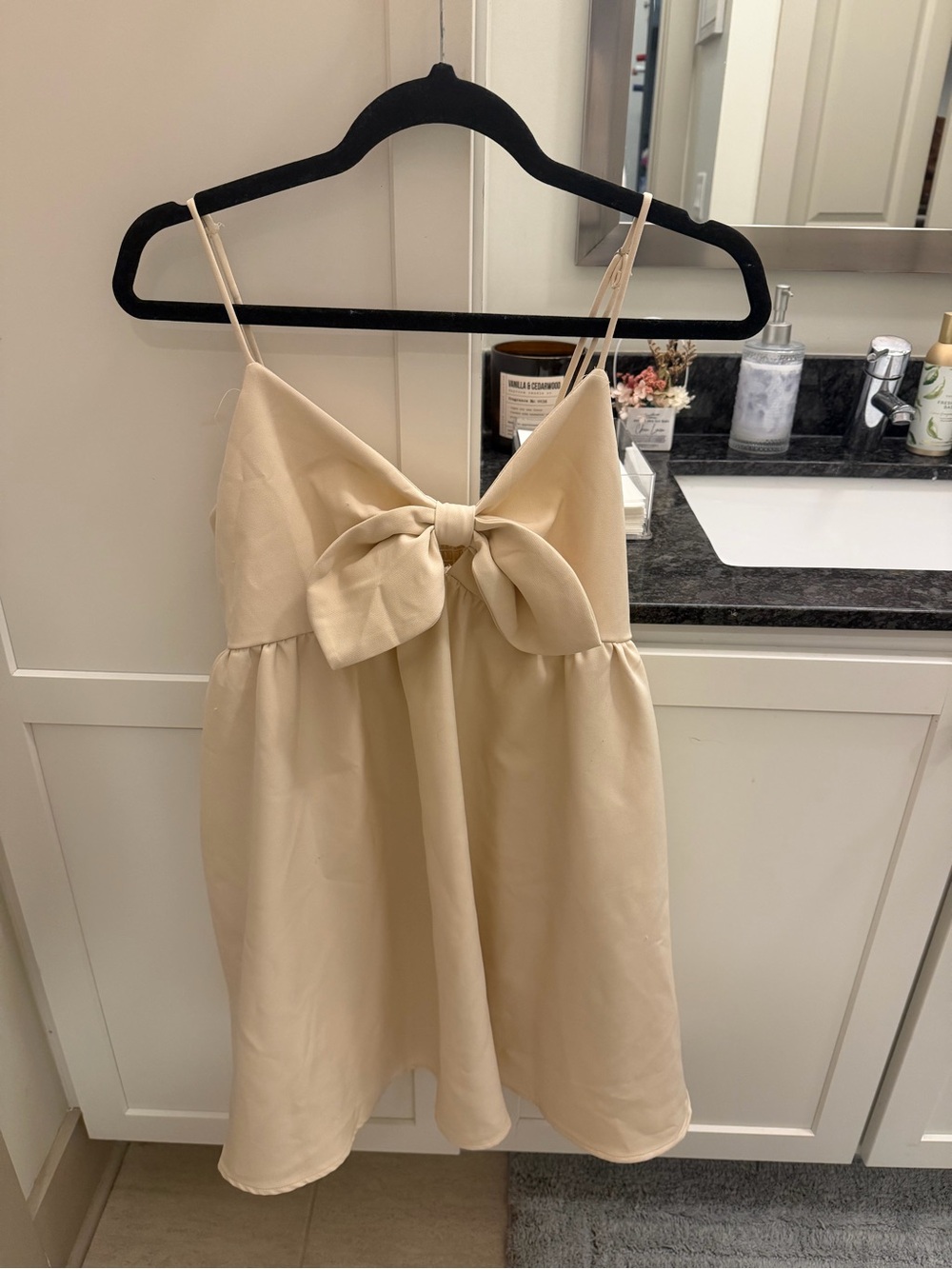 Ice Cream Bow Spaghetti-Strap Mini Dress